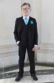 Boys Black Suit with Turquoise Cravat Set - Marcus