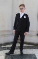 Boys Black Suit with White Bow & Hankie - Marcus