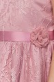 Girls Dusty Rose Eyelash Lace Dress & Flower Petal Sash - Harriet