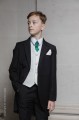 Boys Black & Ivory Tail Suit with Bottle Green Cravat - Philip