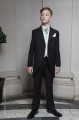 Boys Black & Ivory Tail Suit with Mustard Green Cravat - Philip