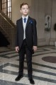 Boys Black & Ivory Tail Suit with Navy Cravat Set - Philip