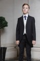 Boys Black & Ivory Tail Suit with Navy Tie - Philip