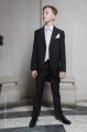 Boys Black & Ivory Tail Suit with Pink Cravat - Philip