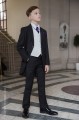 Boys Black & Ivory Tail Suit with Purple Cravat Set - Philip