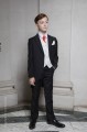Boys Black & Ivory Tail Suit with Poppy Red Cravat - Philip