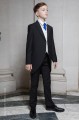 Boys Black & Ivory Tail Suit with Royal Blue Tie - Philip