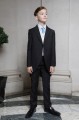 Boys Black & Ivory Tail Suit with Sky Blue Tie - Philip