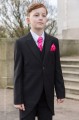 Boys Black Tail Coat Suit with Hot Pink Cravat Set - Ralph
