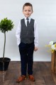 Boys Navy Trouser Suit with Blue Large Check Tweed Waistcoat - Roman