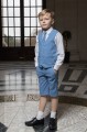 Boys Blue Cotton Linen Shorts Suit - Marvin