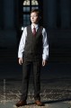 Boys Brown Tweed Check Waistcoat Suit - Hickman