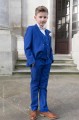 Boys Electric Blue Suit with Champagne Bow & Hankie - Barclay