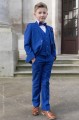 Boys Electric Blue Suit with Purple Bow & Hankie - Barclay