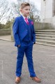 Boys Electric Blue Suit with Hot Pink Cravat Set - Barclay