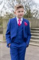 Boys Electric Blue Suit with Hot Pink Cravat Set - Barclay