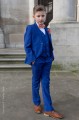 Boys Electric Blue Suit with Orange Bow & Hankie - Barclay