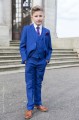 Boys Electric Blue Suit with Purple Cravat Set - Barclay
