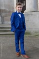 Boys Electric Blue Suit with Royal Bow & Hankie - Barclay