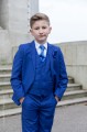 Boys Electric Blue Suit with Royal Blue Cravat Set - Barclay