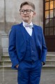 Boys Electric Blue Suit with Silver Dickie Bow - Barclay