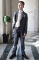 Boys Grey & Champagne Scroll Tail Coat Suit - Melvin