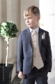 Boys Grey & Champagne Scroll Jacket Suit - Oliver