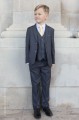 Boys Grey Jacket Suit with Gold Satin Tie - Oscar