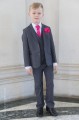 Boys Grey Jacket Suit with Hot Pink Cravat Set - Oscar