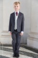 Boys Grey & Ivory Suit with Burgundy Tie - Oliver