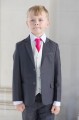Boys Grey & Ivory Suit with Hot Pink Tie - Oliver