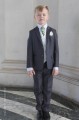 Boys Grey & Ivory Suit with Mustard Green Cravat - Oliver