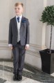 Boys Grey & Ivory Suit with Navy Cravat Set - Oliver