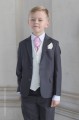 Boys Grey & Ivory Suit with Baby Pink Cravat - Oliver