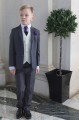 Boys Grey & Ivory Suit with Purple Cravat Set - Oliver