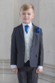 Boys Grey & Ivory Suit with Royal Blue Cravat Set - Oliver