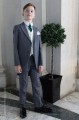 Boys Grey & Ivory Tail Suit with Bottle Green Cravat - Melvin