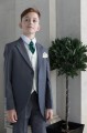 Boys Grey & Ivory Tail Suit with Bottle Green Cravat - Melvin