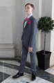 Boys Grey & Ivory Tail Suit with Hot Pink Cravat Set - Melvin
