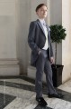 Boys Grey & Ivory Tail Suit with Lilac Cravat Set - Melvin