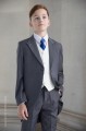 Boys Grey & Ivory Tail Suit with Royal Blue Tie - Melvin