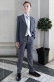 Boys Grey & Ivory Tail Suit with Silver Tie - Melvin