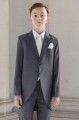Boys Grey & Ivory Scroll Tail Coat Suit - Melvin