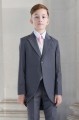 Boys Grey & Ivory Tail Suit with Pale Pink Tie - Melvin