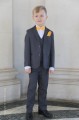 Boys Grey Jacket Suit with Marigold Bow & Hankie - Oscar