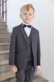 Boys Grey Jacket Suit with Navy Dickie Bow - Oscar