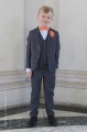 Boys Grey Jacket Suit with Orange Bow & Hankie - Oscar