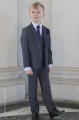 Boys Grey Jacket Suit with Purple Cravat Set - Oscar