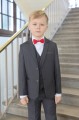 Boys Grey Jacket Suit with Red Dickie Bow - Oscar