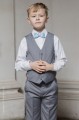 Boys Light Grey Shorts Suit with Sky Blue Dickie Bow - Harry